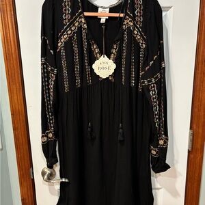 Knox Rose Black Floral Long Sleeve Dress